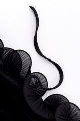 Vintage Joan McGee Pleated Spiral Ruffle Duster waist tie closeup @recess la