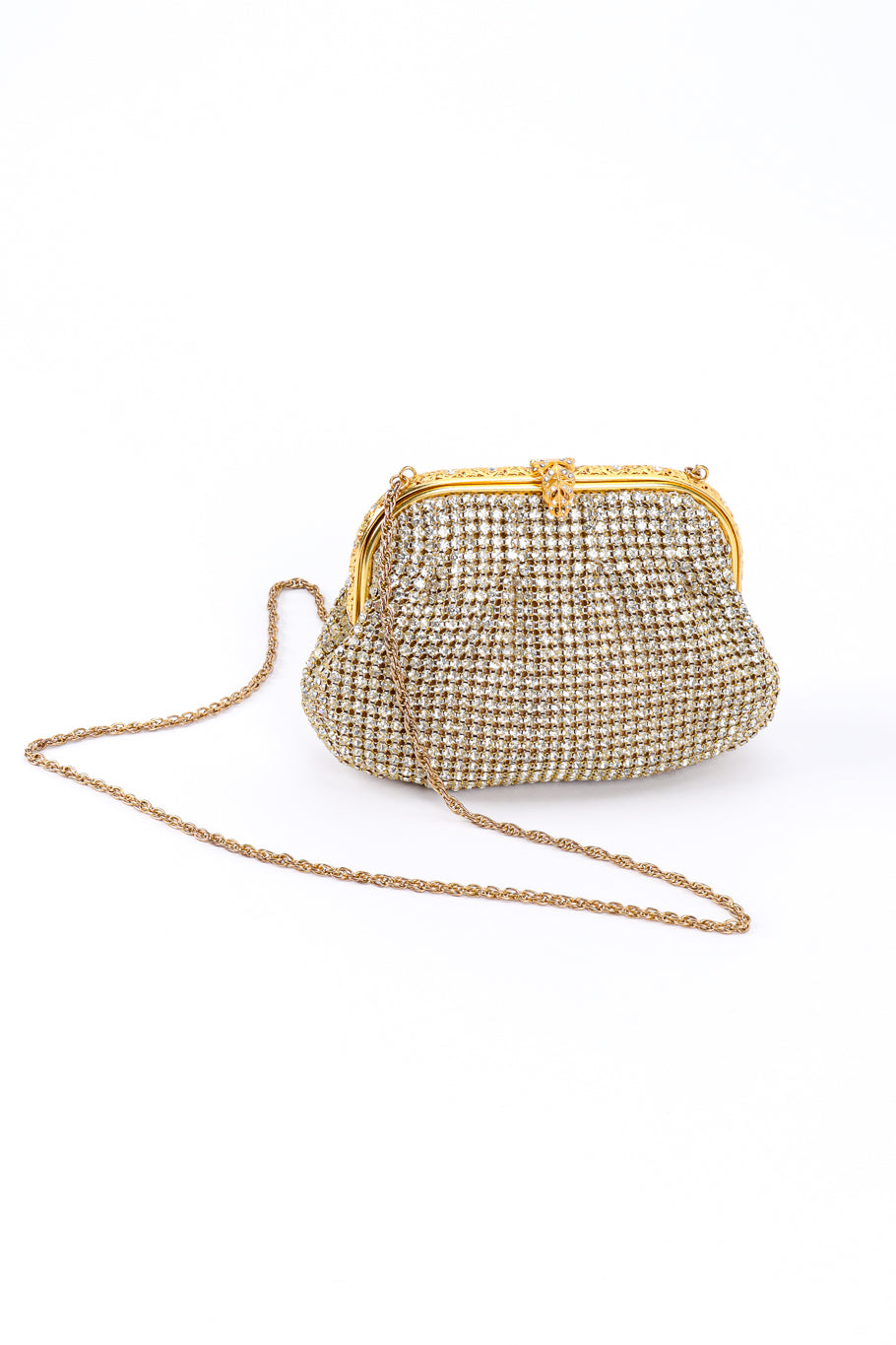 Vintage Johann Becker Rhinestone Mesh Clutch Bag front @recessla