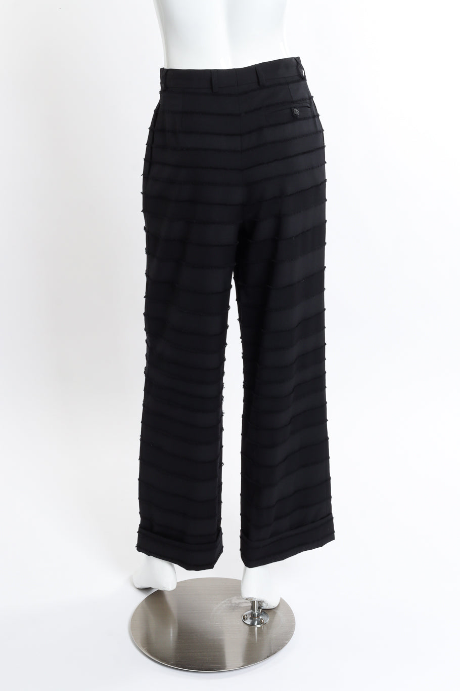 Vintage John Galliano Raw Edge Stripe Pant back on mannequin @recess la