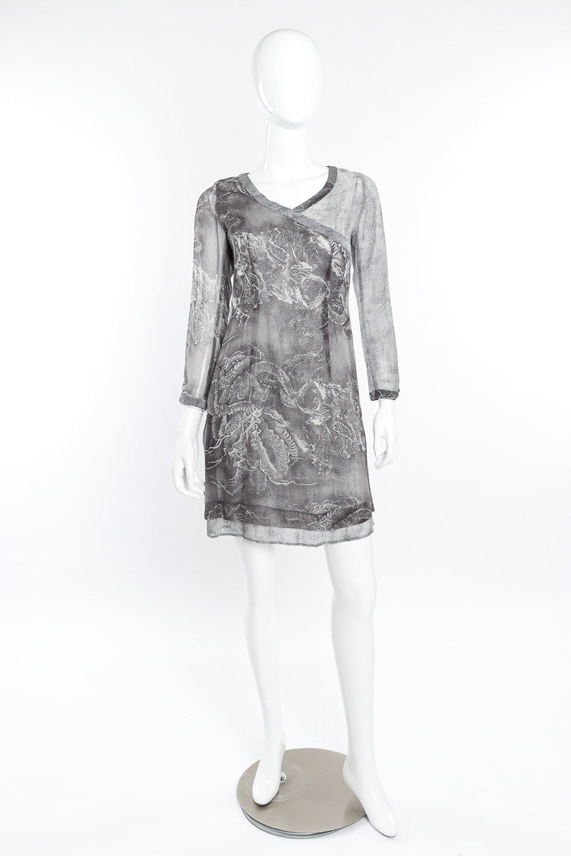 Kenzo Dragon Print Silk Tunic front view on mannequin @Recessla