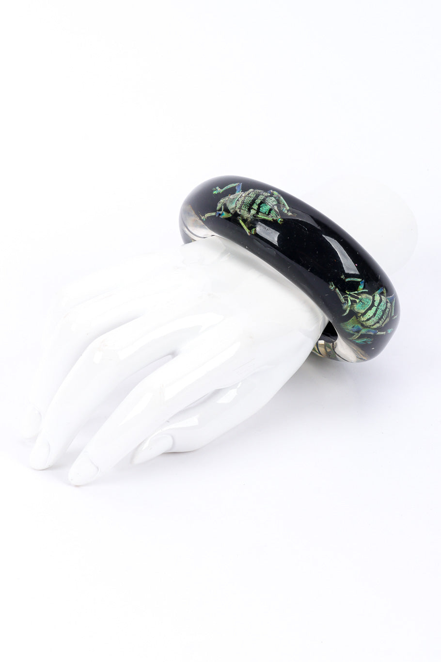 Kolos Designs Iridescent Beetle Lucite Cuff II on mannequin @recessla