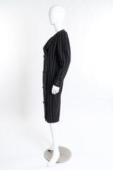 Vintage Krizia Pinstripe Double Breasted Blazer Dress side on mannequin @recess la