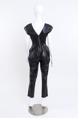 Vintage Karen Okada Croc Embossed Leather Jumpsuit back on mannequin @recess la