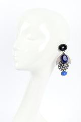 Vintage Kate Hines Cabochon Plate Pendant Drop Earrings on mannequin @recess la