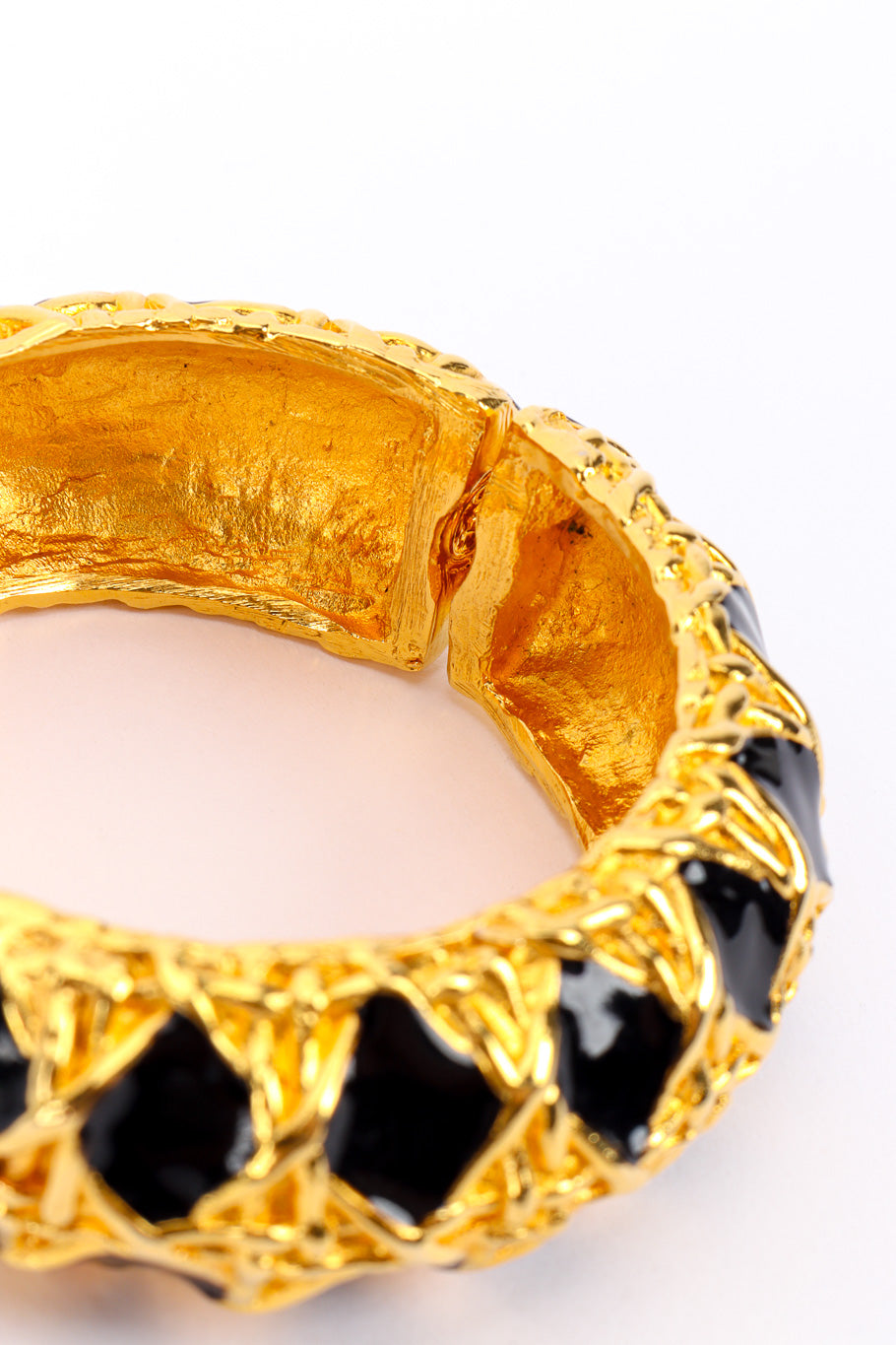 Vintage Kenneth Jay Lane Two-Tone Cuff Bracelet closure @recessla