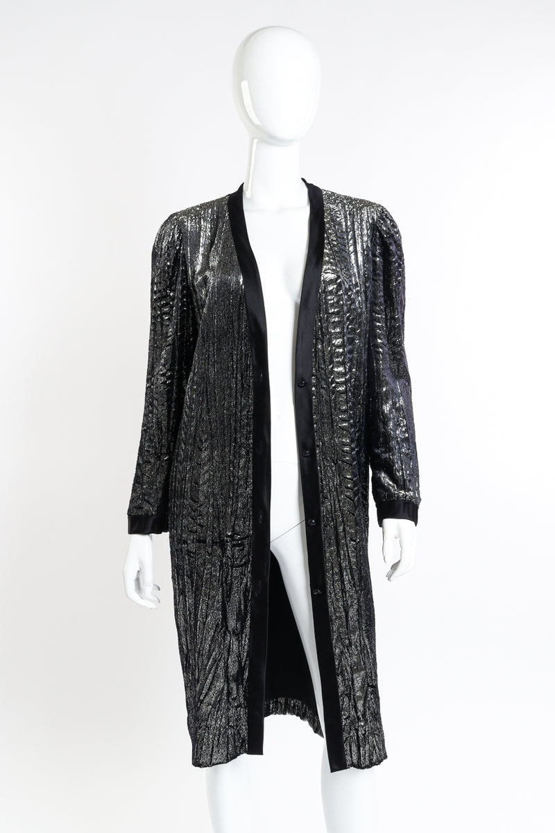 Vintage Lanvin Tinsel Velvet Duster open front on mannequin @recessla