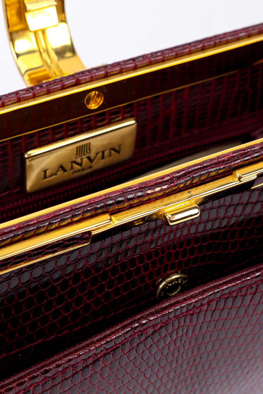 Lanvin Lizard Deco Clutch signature plaque and small scuff @recessla