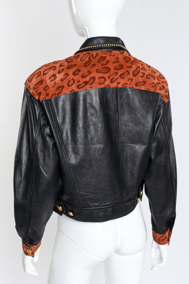 Lillie Rubin Leopard & Lion Leather Jacket on mannequin back @RECESS LA