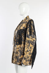 Vintage Leather Renditions by Sandi Horse Print Leather Fringe Blazer side on mannequin @recessla