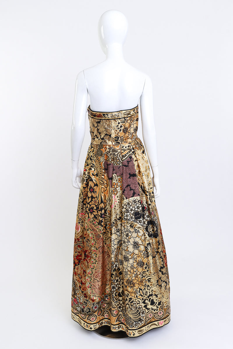 Leonard Metallic Floral Brocade Strapless Gown back @RECESS LA