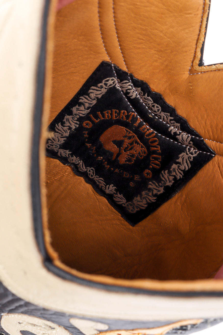 Liberty Boot Co. Kiss My Axe Western Boots signature label closeup @Recessla