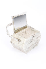 Vintage Wilardy Marbled Pearl Lucite Box Bag 3/4 front open lid @recessla