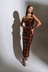 Vintage Lilli Diamond Strapless Chevron Sequin Dress on model @recess la