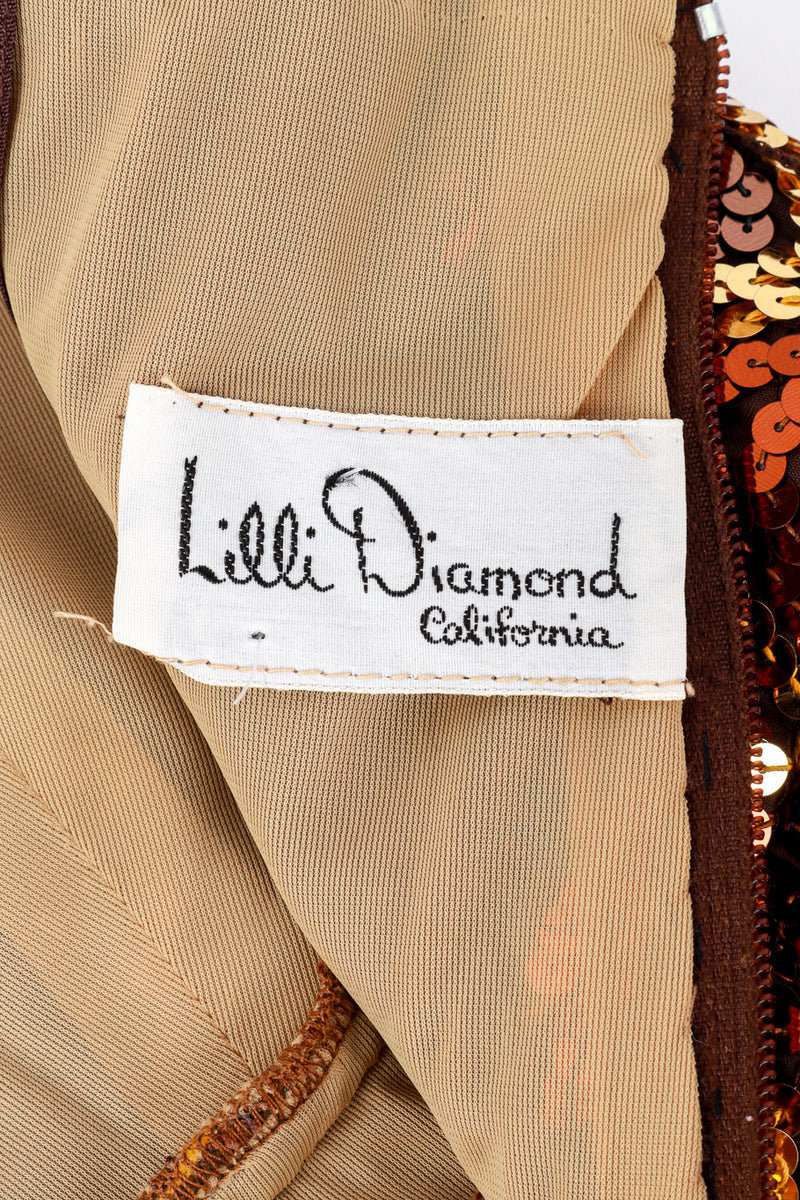 Vintage Lilli Diamond Strapless Chevron Sequin Dress label @recess la