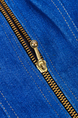 Vintage Lillie Rubin Crystal Studded Denim Jacket front zipper closeup @Recessla