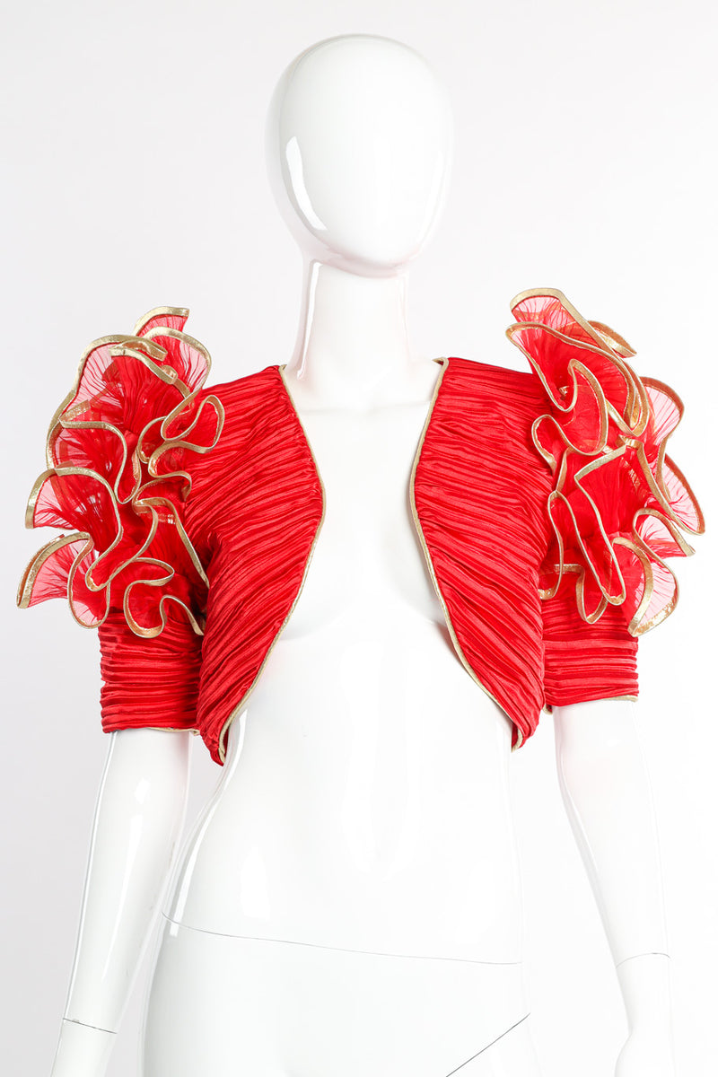 Vintage Lillie Rubin Ruffle Crop Top front on mannequin closeup @recessla