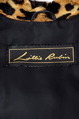 Vintage Lillie Rubin Leopard Trim Leather Jacket signature label @recess la