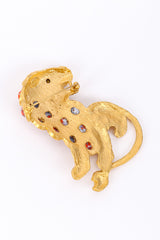 Vintage Kenneth Jay Lane Crystal and Stone Lion Brooch back @recessla