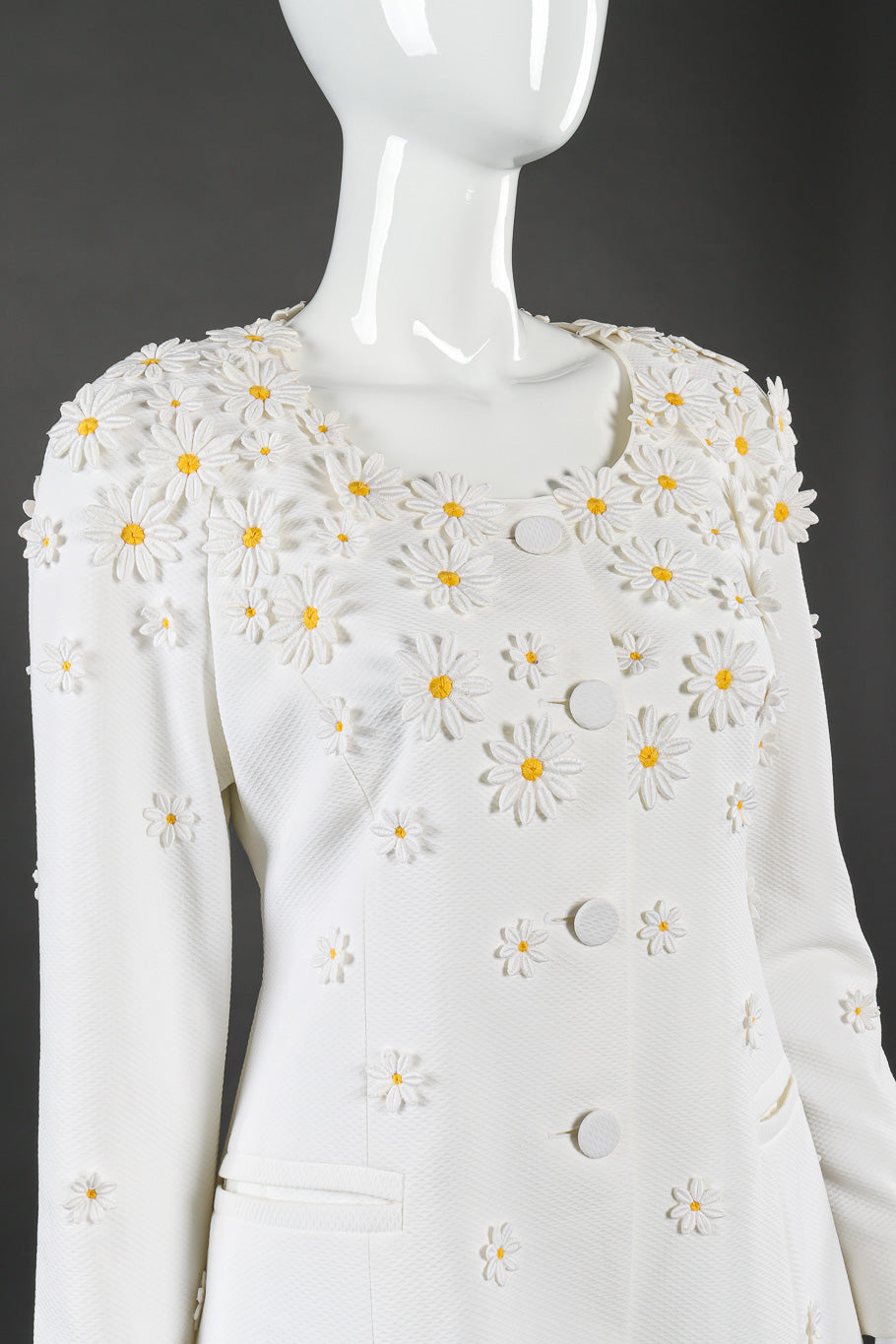 Daisy appliqué jacket by Lolita Lempicka on mannequin chest close @recessla