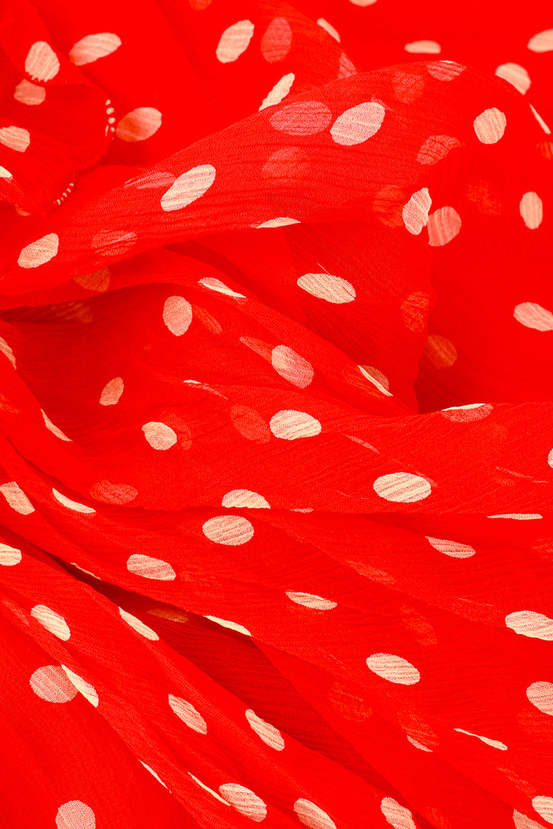 Vintage Bellville Sassoon Polka Dot Silk Chiffon Gown fabric closeup @recess la