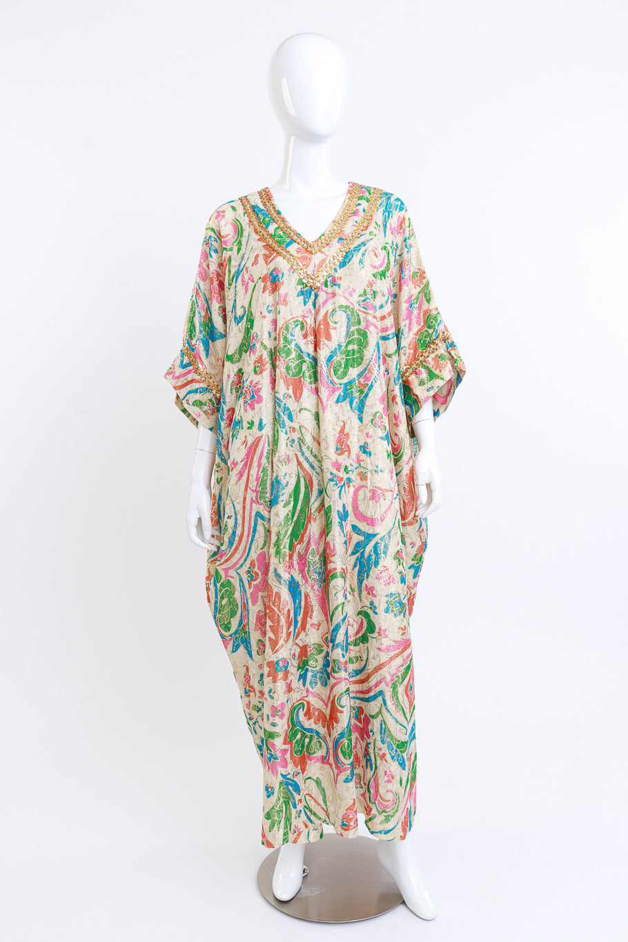 Lucie Ann Floral Brocade Metallic Caftan on mannequin @RECESS LA