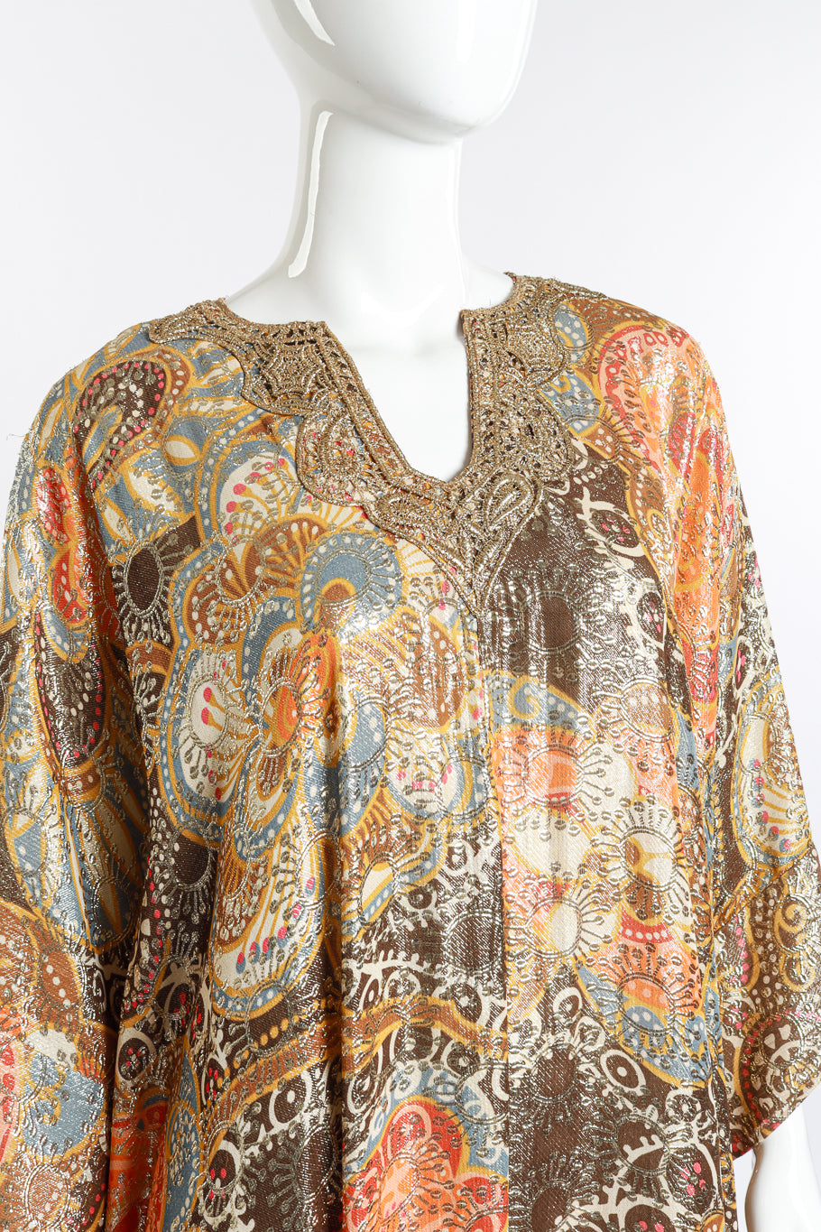 Lucie Ann Metallic Floral Caftan detail mannequin @RECESS LA