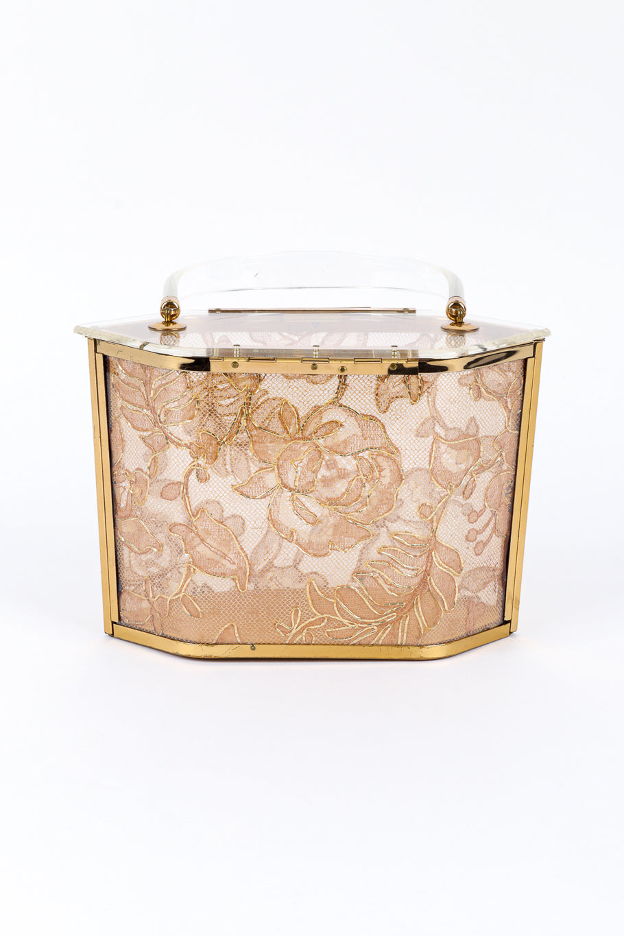 Vintage Majestic Lace Lucite Box Bag back @recess la