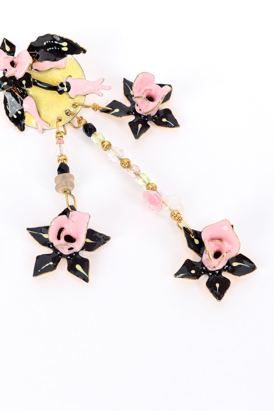 Vintage Lunch at the Ritz Flower Charm Chandelier Earrings charm closeup @recess la