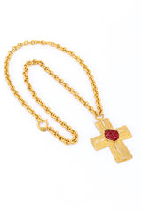 Long Raw Gem Cross Necklace by MCM @recessla