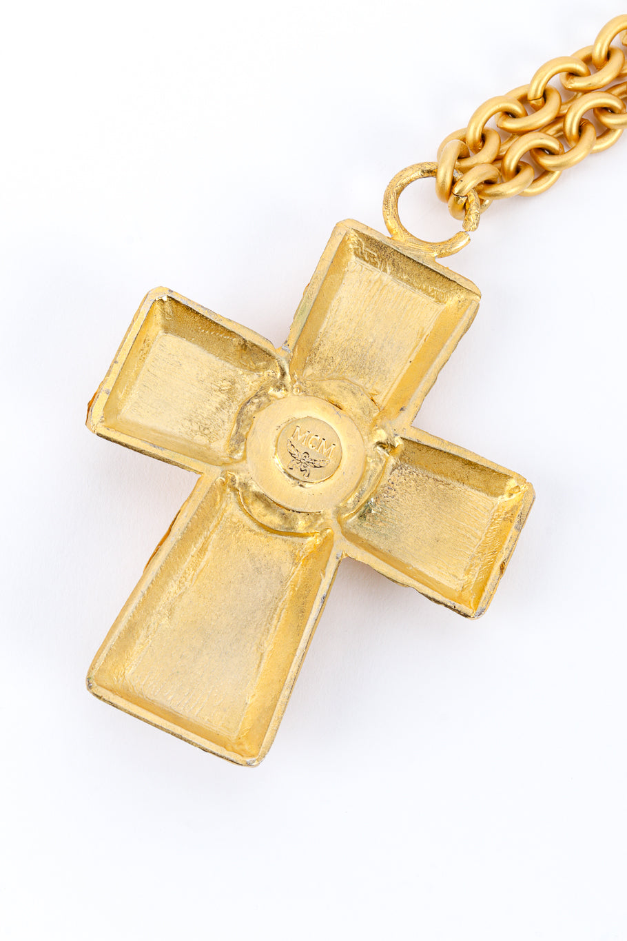 Long Raw Gem Cross Necklace by MCM pendant back @recessla