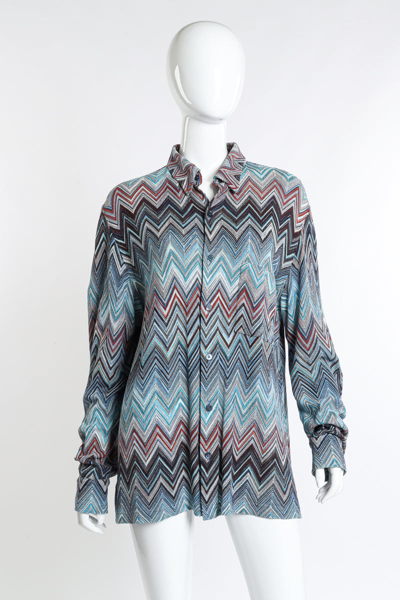 Missoni Chevron Knit Button Up front on mannequin @recess la