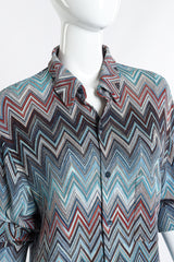 Missoni Chevron Knit Button Up front on mannequin closeup @recess la