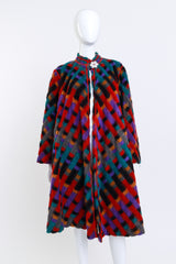 Vintage Missoni Check Stripe Swing Coat front on mannequin @recess la