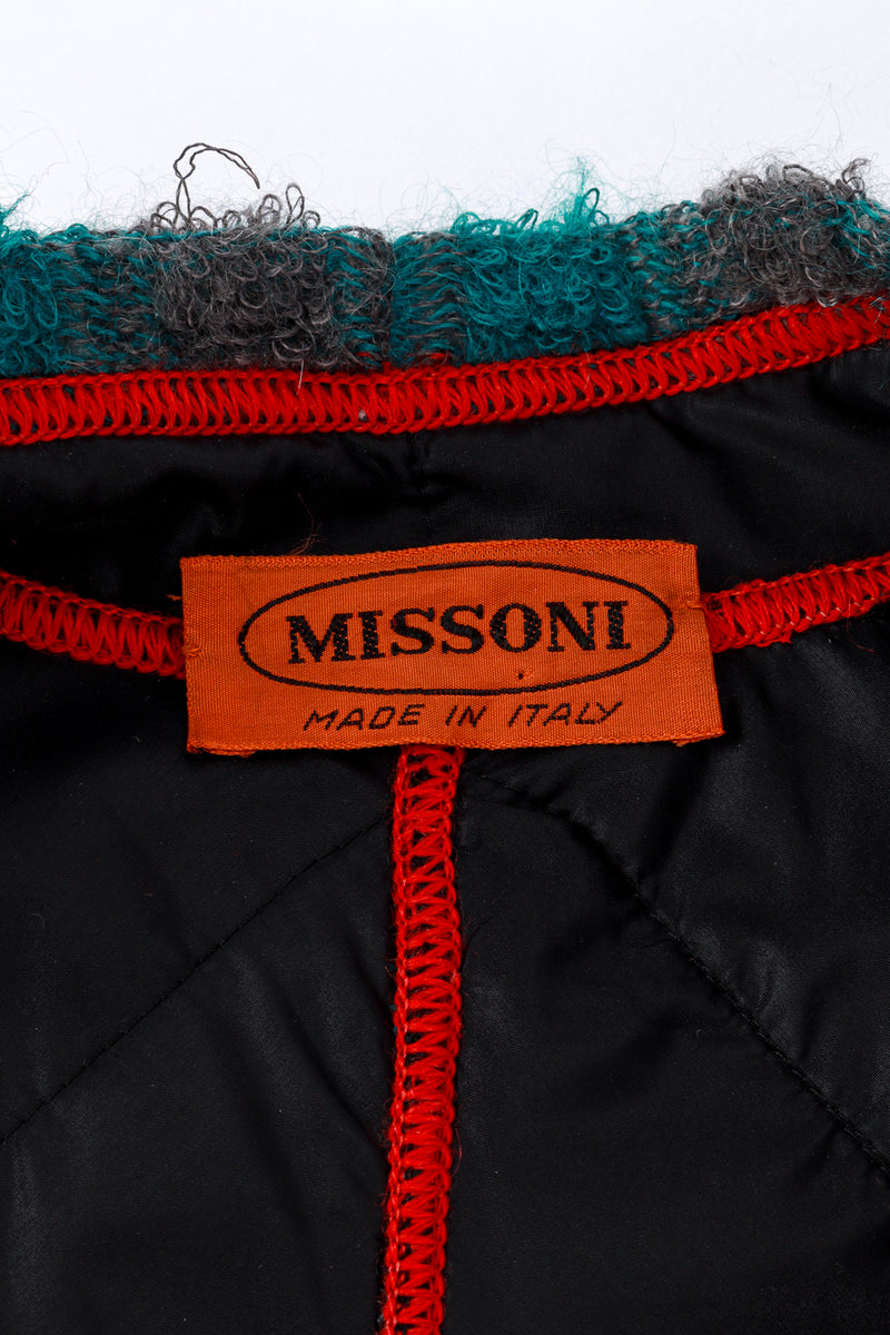 Vintage Missoni Check Stripe Swing Coat label @recess la