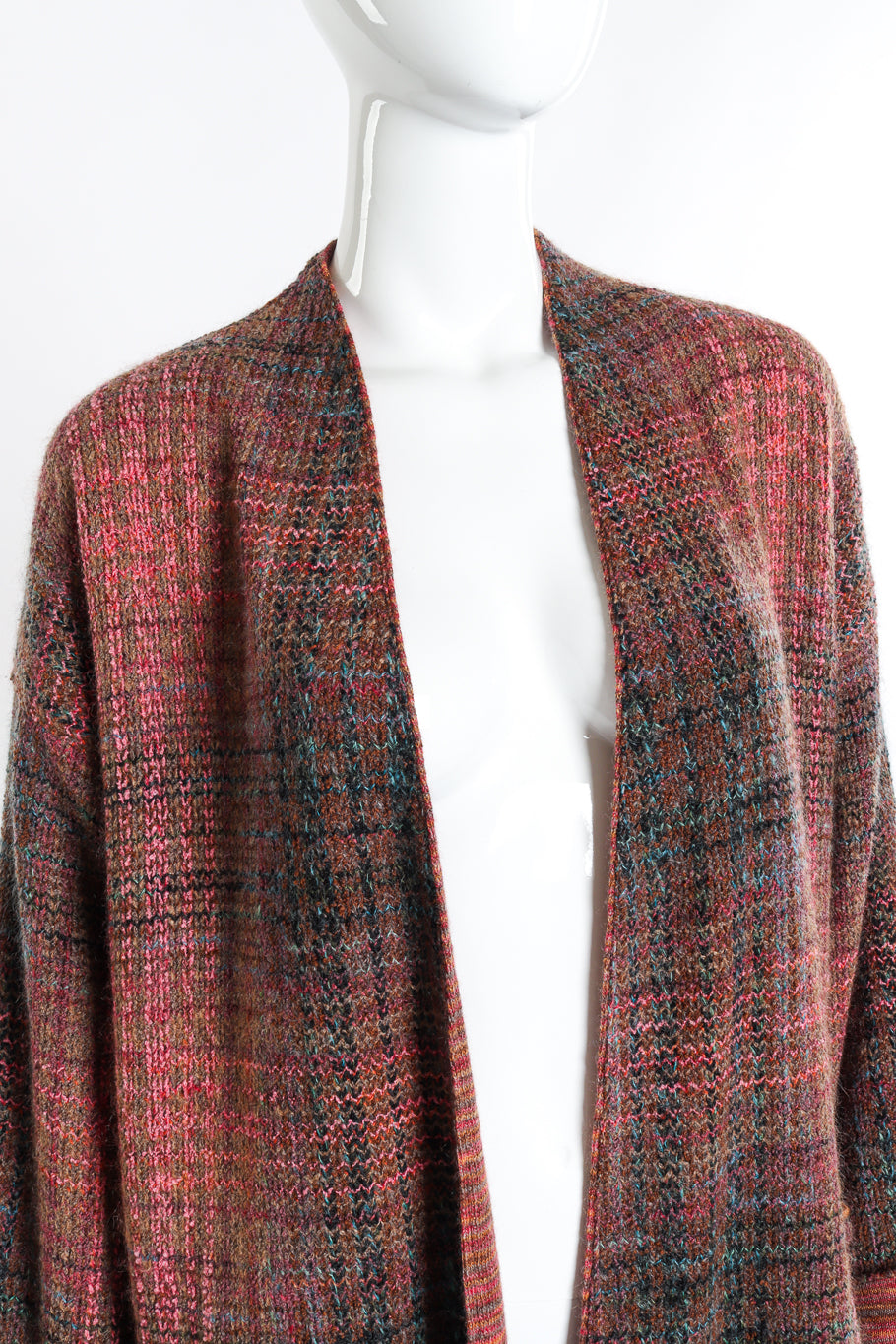 Missoni Plaid Striped Knit Duster front on mannequin closeup @recess la