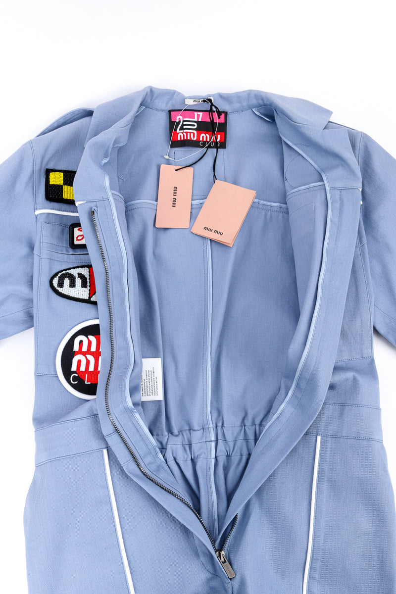 Miu Miu 2018 Resort Patch Coveralls front zipper open @recess la