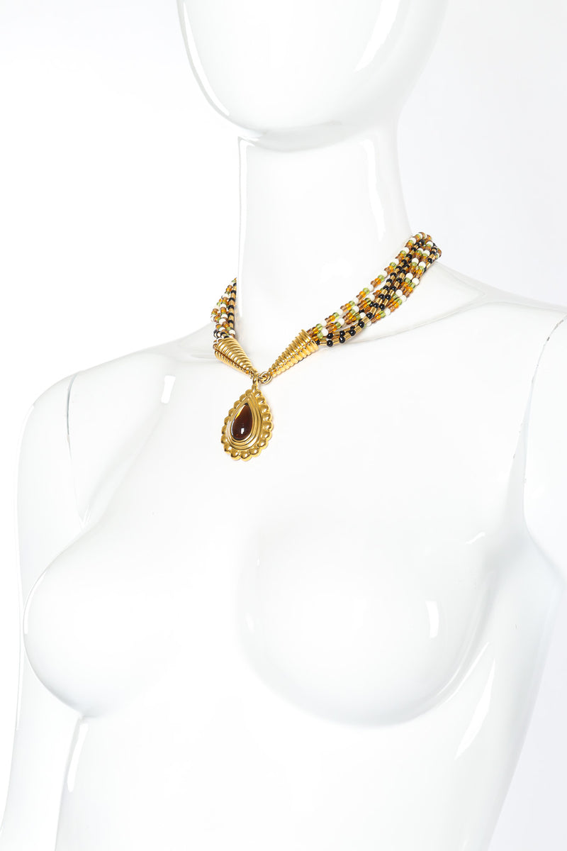 Vintage Monet 7-Strand Teardrop Necklace front view on mannequin 3/4 angle @Recessla