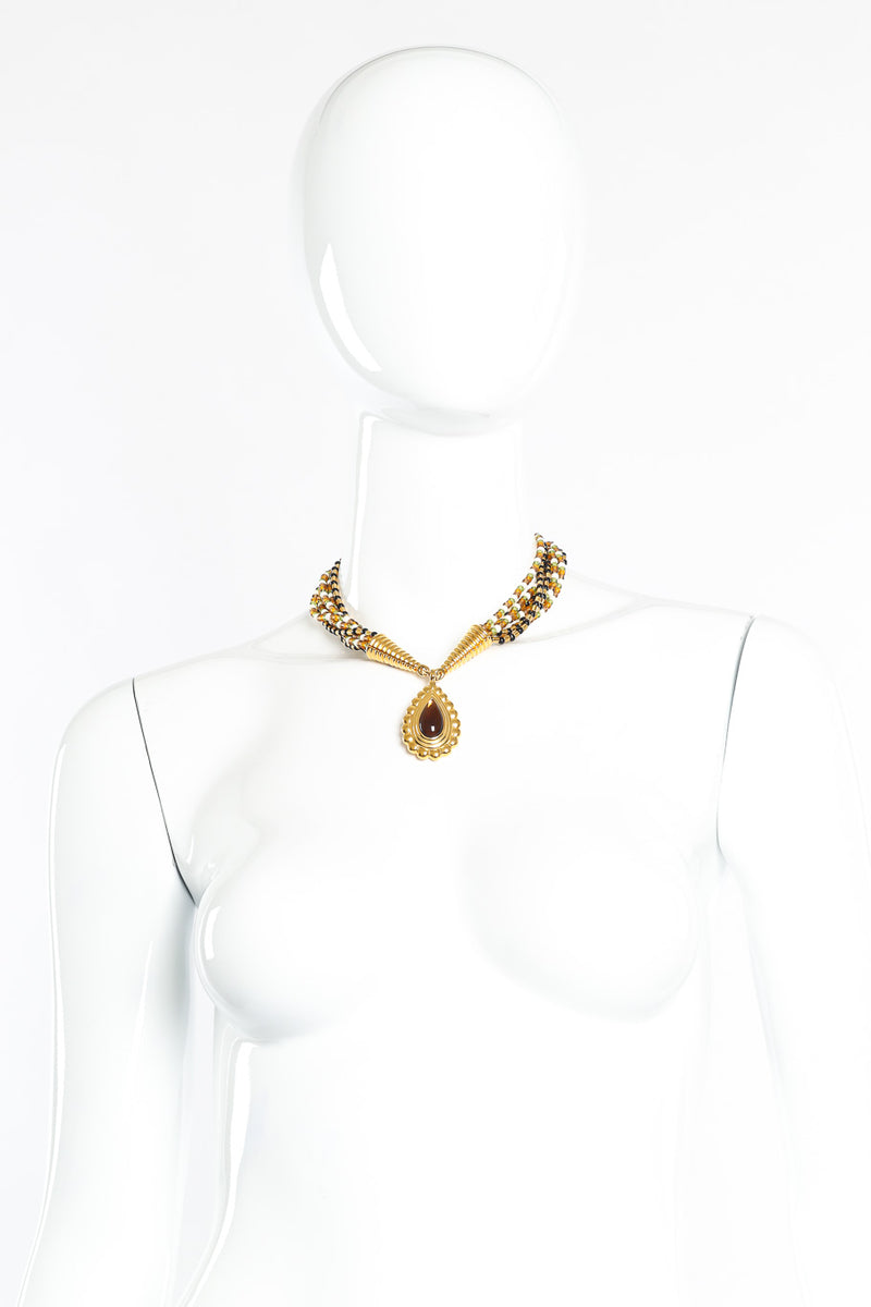 Vintage Monet 7-Strand Teardrop Necklace front view on mannequin @Recessla