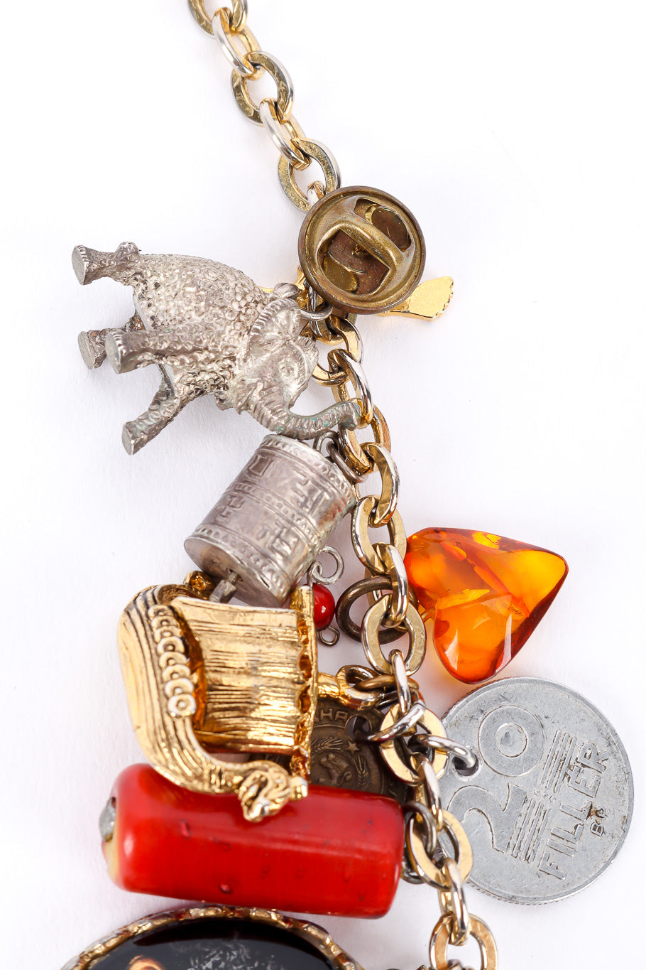 Charm necklace by Monet on white background elephant and assorted charms @recessla