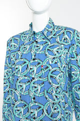 Vintage Moschino Peace Print Shirt front on mannequin closeup @recess la