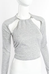 Cut-Out Sleeve Ring Collar Halter Top by Margiela on mannequin chest close @recessla