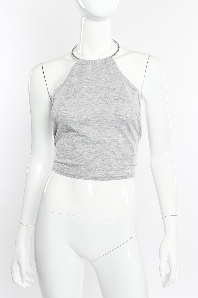 Cut-Out Sleeve Ring Collar Halter Top by Margiela on mannequin without sleeves @recessla