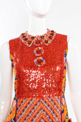 Floral lamé knit sequin dress by Marc Jacobs on mannequin chest close @recessla