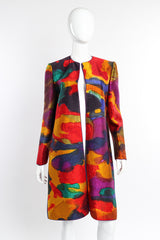 Vintage Mary McFadden Quilted Silk Splotch Jacket front open on mannequin @recessla