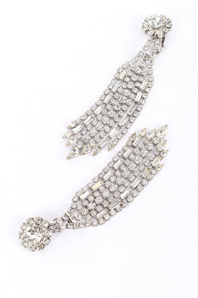 Vintage Long Rhinestone Fringe Earrings front @recessla