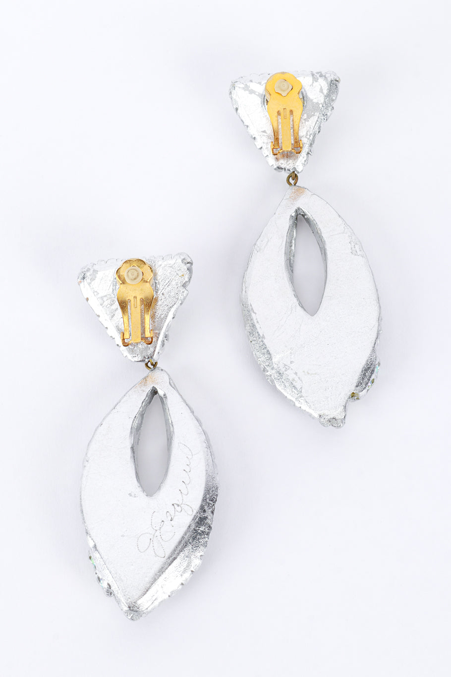 Vintage Ribbed Rhinestone Teardrop Earrings backs @RECESS LA