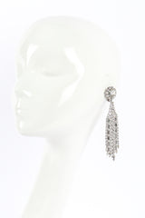 Vintage Long Rhinestone Fringe Earrings on mannequin @recessla