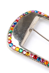 Michael Morrison Rainbow Rhinestone Studded Belt flat lay buckle @RECESS LA