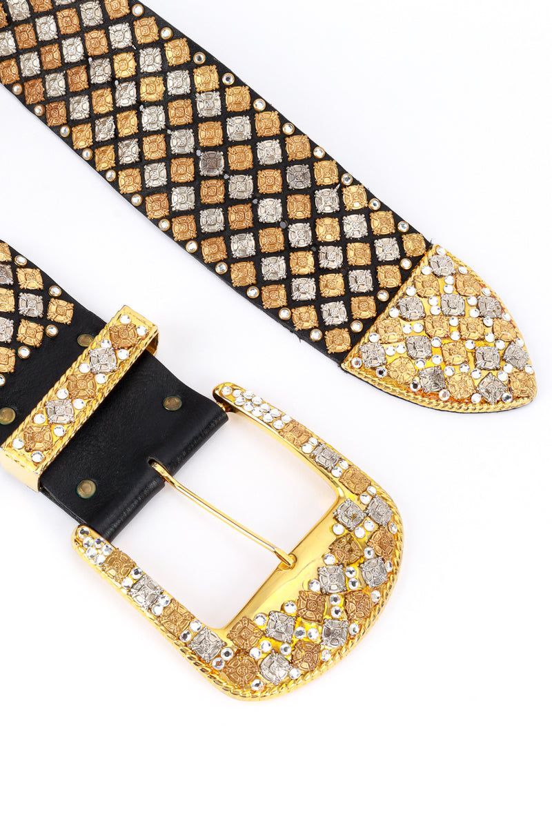 Michael Morrison MX Cross Crystal Studded Leather Belt ends @RECESS LA