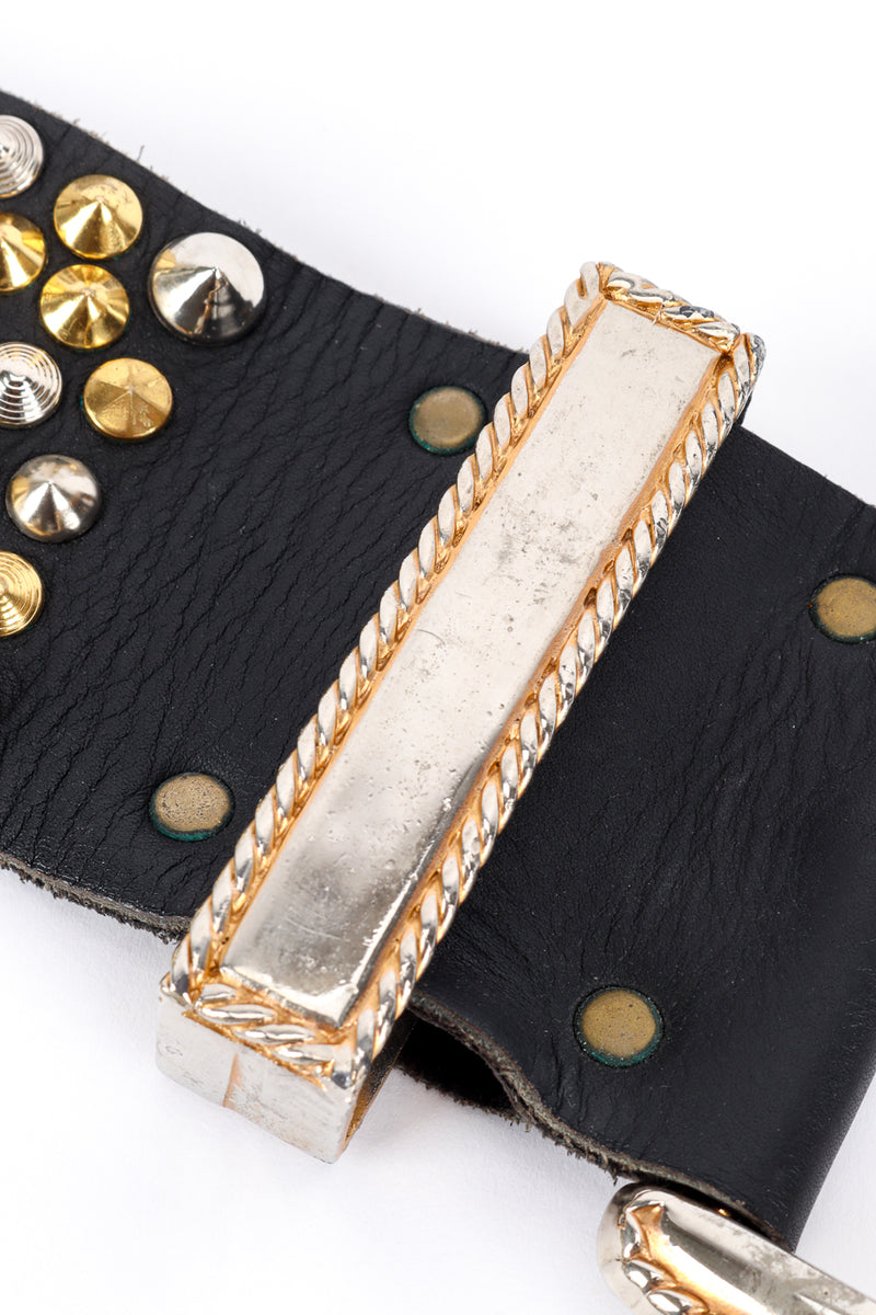 Vintage Michael Morrison MX Wide Studded Belt II keeper bar closeup with wear @recess la